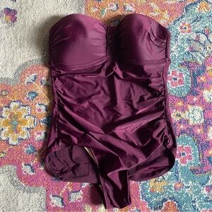 Merona Womens One Piece Swimsuit Size Large burgandy No Strap